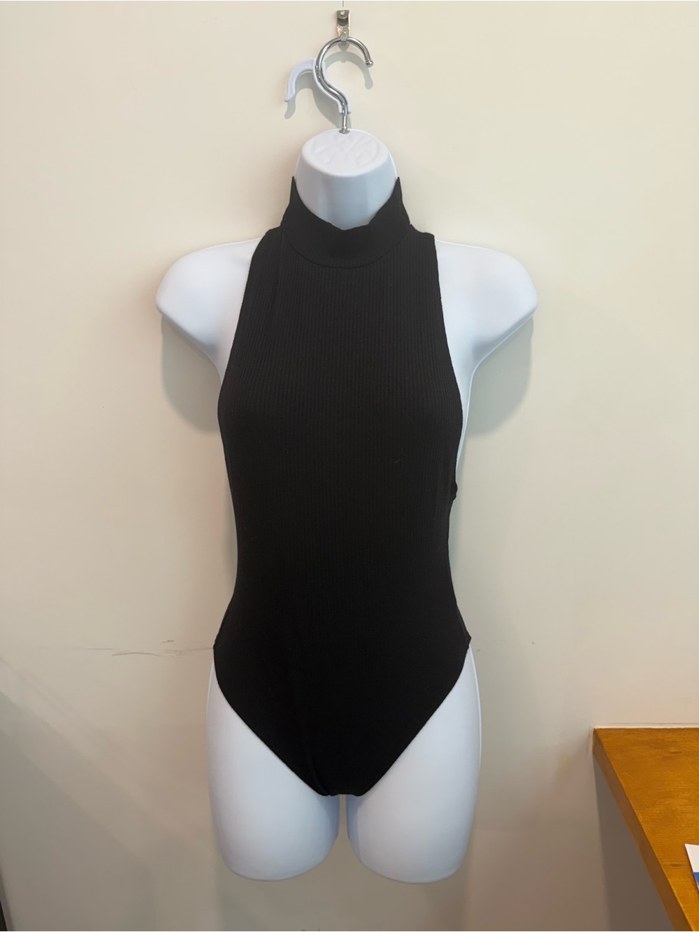 Forever 21 Black Ribbed High-Neck Bodysuit